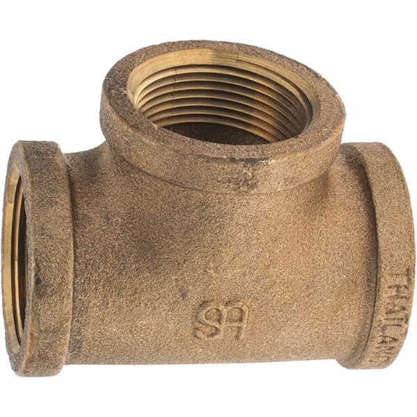 Merit Brass - Class 125, 1-1/4" Internal Pipe, Brass Tee - FNPT x FNPT x FNPT - Exact Tooling