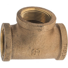 Merit Brass - Class 125, 1-1/4" Internal Pipe, Brass Tee - FNPT x FNPT x FNPT - Exact Tooling