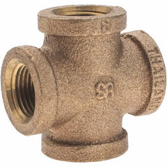 Merit Brass - Class 125, 3/8" Internal Pipe, Brass Cross - All FNPT - Exact Tooling