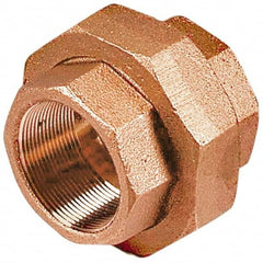 Merit Brass - Class 125, 2" Internal Pipe, Lead Free Brass Union - FNPT x FNPT - Exact Tooling