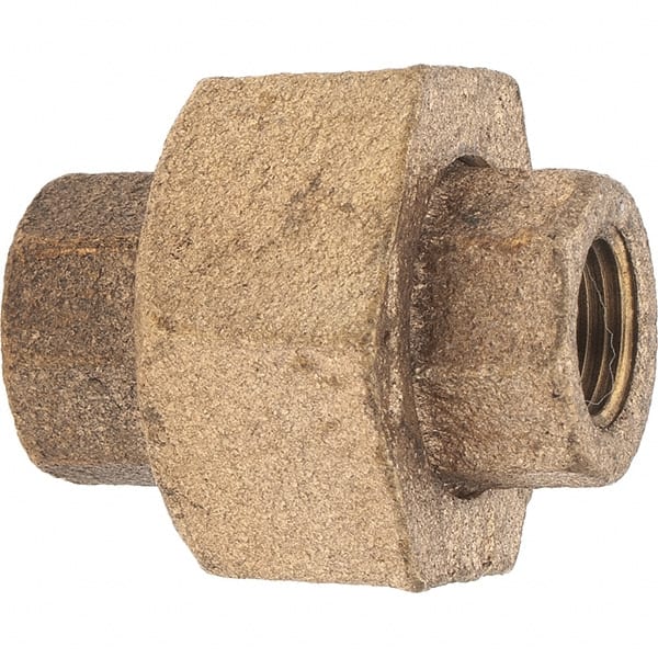 Merit Brass - Class 125, 1/8" Internal Pipe, Brass Union - FNPT x FNPT - Exact Tooling