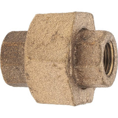 Merit Brass - Class 125, 1/8" Internal Pipe, Brass Union - FNPT x FNPT - Exact Tooling