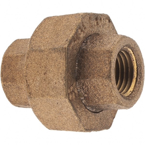 Merit Brass - Class 125, 1/4" Internal Pipe, Brass Union - FNPT x FNPT - Exact Tooling