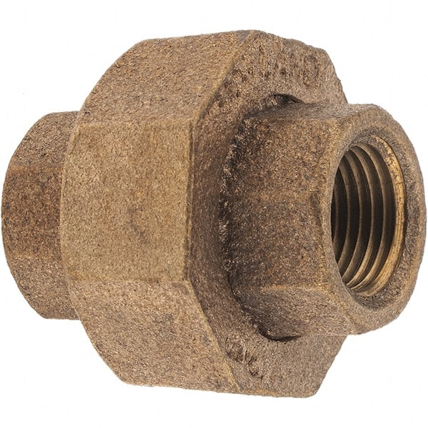 Merit Brass - Class 125, 3/8" Internal Pipe, Brass Union - FNPT x FNPT - Exact Tooling