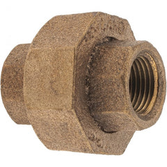 Merit Brass - Class 125, 3/8" Internal Pipe, Brass Union - FNPT x FNPT - Exact Tooling