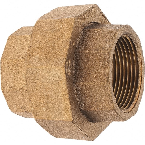 Merit Brass - Class 125, 1-1/4" Internal Pipe, Brass Union - FNPT x FNPT - Exact Tooling