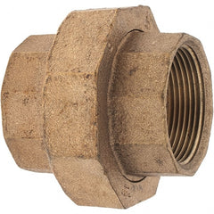 Merit Brass - Class 125, 1-1/2" Internal Pipe, Brass Union - FNPT x FNPT - Exact Tooling