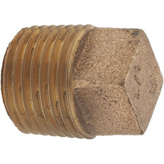 Merit Brass - Class 125, 1/2" Internal Pipe, Brass Square Head Plug - MNPT - Exact Tooling
