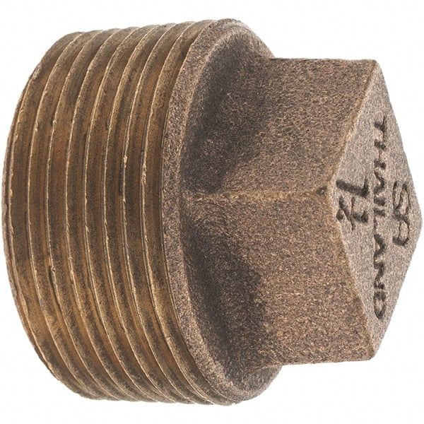 Merit Brass - Class 125, 1-1/4" Internal Pipe, Brass Square Head Plug - MNPT - Exact Tooling