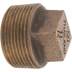 Merit Brass - Class 125, 1-1/4" Internal Pipe, Brass Square Head Plug - MNPT - Exact Tooling
