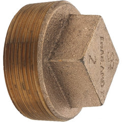 Merit Brass - Class 125, 2" Internal Pipe, Brass Square Head Plug - MNPT - Exact Tooling