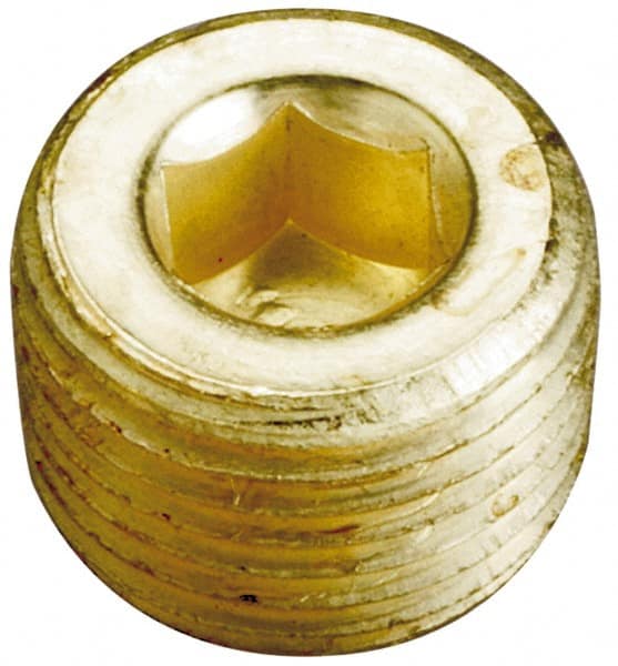 Merit Brass - Class 125, 1/2" Internal Pipe, Lead Free Brass Countersunk Plug - MNPT - Exact Tooling