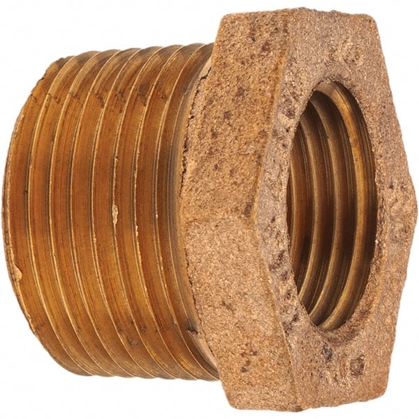 Merit Brass - Class 125, 3/4 x 1/2" Internal Pipe, Brass Hex Bushing - MNPT x FNPT - Exact Tooling
