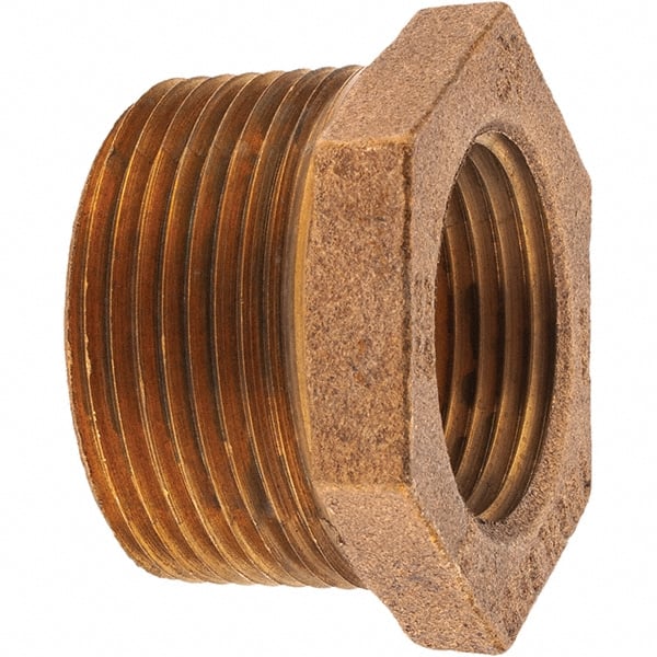 Merit Brass - Class 125, 1-1/4 x 1" Internal Pipe, Brass Hex Bushing - MNPT x FNPT - Exact Tooling