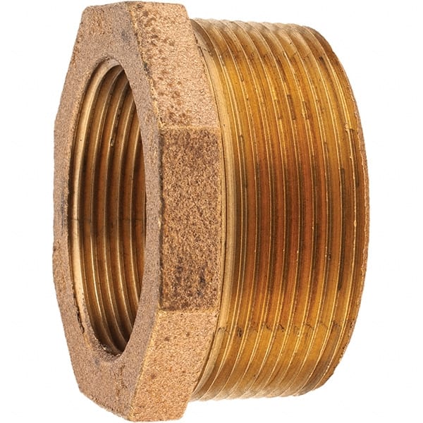 Merit Brass - Class 125, 2 x 1-1/2" Internal Pipe, Brass Hex Bushing - MNPT x FNPT - Exact Tooling