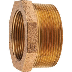 Merit Brass - Class 125, 2 x 1-1/2" Internal Pipe, Brass Hex Bushing - MNPT x FNPT - Exact Tooling