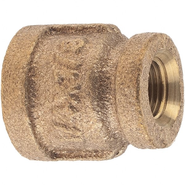 Merit Brass - Class 125, 1/4 x 1/8" Internal Pipe, Brass Reducing Coupling - FNPT x FNPT - Exact Tooling