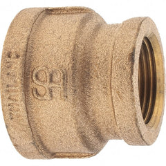 Merit Brass - Class 125, 1-1/4 x 1" Internal Pipe, Brass Reducing Coupling - FNPT x FNPT - Exact Tooling