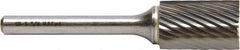 M.A. Ford - 1/16" Cut Diam, 1/8" Shank Diam, Cylinder with End Cut Head Fine Cut Burr - Carbide, End Cut End, 1/4" LOC, 1-1/2" OAL - Exact Tooling