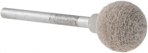 Norton - 1/2" Head Diam x 1/2" Thickness, B121, Ball End, Mounted Point - Medium Grade, 80 Grit, 62,420 RPM - Exact Tooling