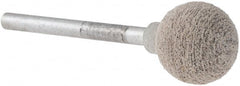 Norton - 1/2" Head Diam x 1/2" Thickness, B121, Ball End, Mounted Point - Medium Grade, 80 Grit, 62,420 RPM - Exact Tooling