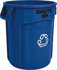 Rubbermaid - 32 Gal Blue Round Recycling Container - Polyethylene, 27-1/4" High - Exact Tooling