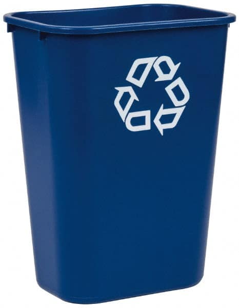 Rubbermaid - 41 Qt Blue Rectangle Recycling Container - Polyethylene, 19.88" High x 15-1/4" Long x 11" Wide - Exact Tooling