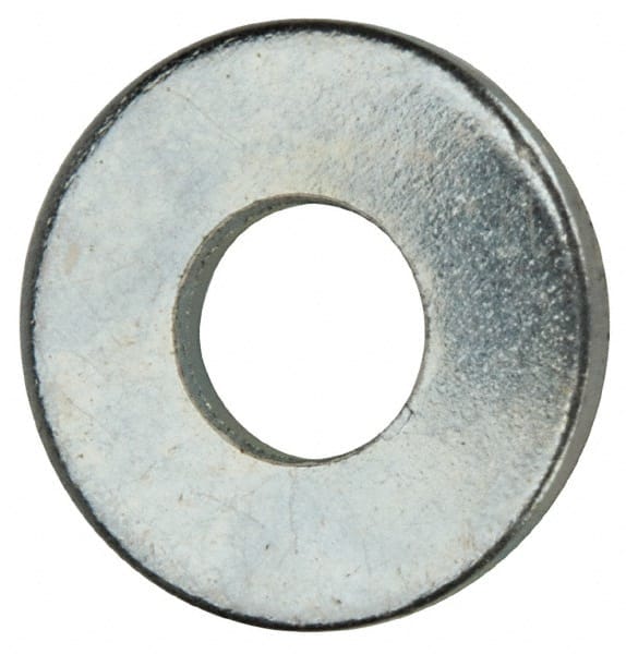 Value Collection - #4 Screw, Grade 2 Steel SAE Flat Washer - 1/8" ID x 5/16" OD, 0.04" Thick, Zinc-Plated Finish - Exact Tooling
