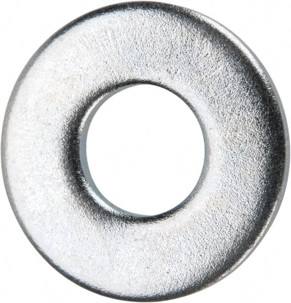 Value Collection - #10 Screw, Grade 2 Steel USS Flat Washer - 0.245" ID x 0.577" OD, 0.065" Thick, Zinc-Plated Finish - Exact Tooling