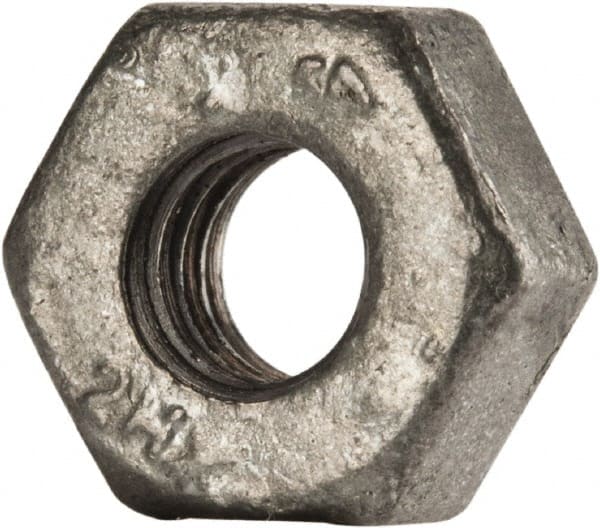 Value Collection - 1/4-20 UNC Steel Right Hand Heavy Hex Nut - 1/2" Across Flats, 15/64" High, Galvanized Finish - Exact Tooling