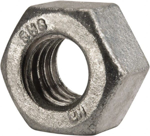 Value Collection - 7/16-14 UNC Steel Right Hand Heavy Hex Nut - 3/4" Across Flats, 27/64" High, Galvanized Finish - Exact Tooling