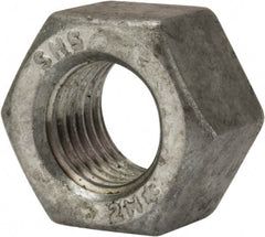 Value Collection - 7/8-9 UNC Steel Right Hand Heavy Hex Nut - 1-7/16" Across Flats, 55/64" High, Galvanized Finish - Exact Tooling