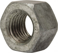 Value Collection - 1-8 UNC Steel Right Hand Heavy Hex Nut - 1-5/8" Across Flats, 63/64" High, Galvanized Finish - Exact Tooling
