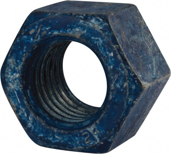 Value Collection - 1-1/8 - 7 UNC Steel Right Hand Heavy Hex Nut - 1-13/16" Across Flats, 1-7/64" High, Galvanized Finish - Exact Tooling