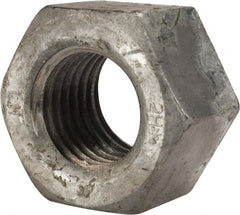 Value Collection - 1-3/8 - 6 UNC Steel Right Hand Heavy Hex Nut - 2-3/16" Across Flats, 1-11/32" High, Hot Dipped Galvanized Finish - Exact Tooling