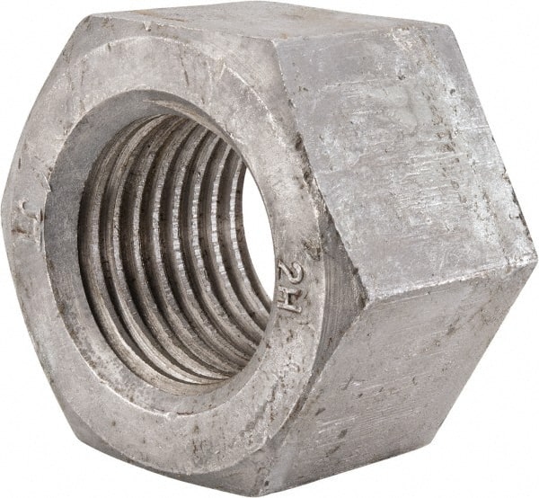 Value Collection - 2-1/2 - 4 UNC Steel Right Hand Heavy Hex Nut - 3-7/8" Across Flats, 2-29/64" High, Hot Dipped Galvanized Finish - Exact Tooling