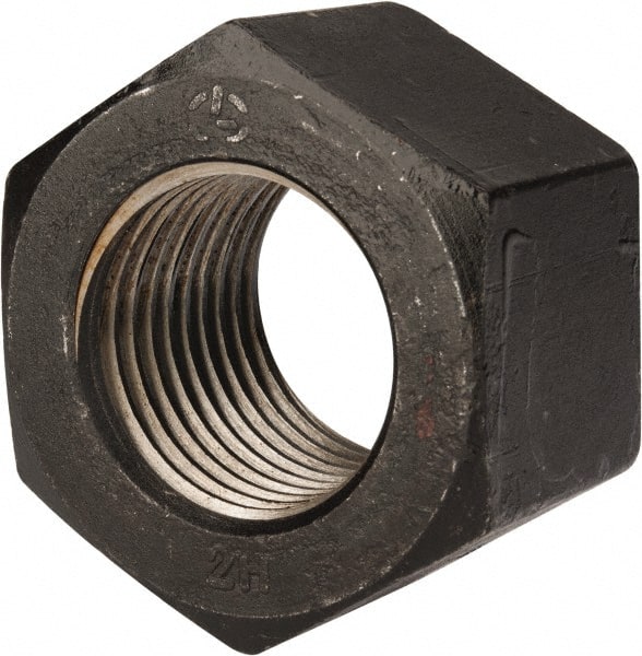 Value Collection - 2-3/4 - 4 UNC Steel Right Hand Heavy Hex Nut - 4-1/4" Across Flats, 2-45/64" High, Uncoated, 2B Class of Fit - Exact Tooling