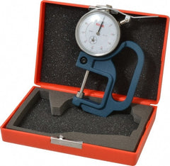 SPI - 0 to 1 Inch Measurement, 0.001 Inch Graduation, 1-1/8 Inch Throat Depth, Dial Thickness Gage - 2-1/4 Inch Dial Diameter - Exact Tooling