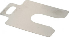 Made in USA - 20 Piece, 2 Inch Long x 2 Inch Wide x 0.002 Inch Thick, Slotted Shim Stock - Stainless Steel, 5/8 Inch Wide Slot - Exact Tooling
