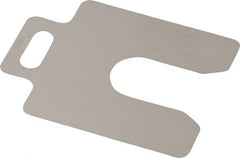 Made in USA - 20 Piece, 2 Inch Long x 2 Inch Wide x 0.004 Inch Thick, Slotted Shim Stock - Stainless Steel, 5/8 Inch Wide Slot - Exact Tooling