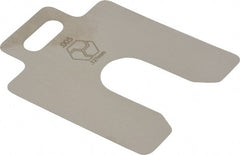 Made in USA - 20 Piece, 2 Inch Long x 2 Inch Wide x 0.005 Inch Thick, Slotted Shim Stock - Stainless Steel, 5/8 Inch Wide Slot - Exact Tooling