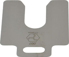 Made in USA - 20 Piece, 2 Inch Long x 2 Inch Wide x 0.007 Inch Thick, Slotted Shim Stock - Stainless Steel, 5/8 Inch Wide Slot - Exact Tooling
