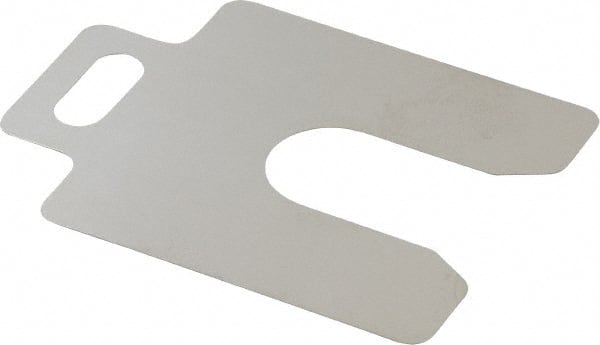 Made in USA - 20 Piece, 2 Inch Long x 2 Inch Wide x 0.008 Inch Thick, Slotted Shim Stock - Stainless Steel, 5/8 Inch Wide Slot - Exact Tooling