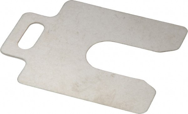 Made in USA - 20 Piece, 2 Inch Long x 2 Inch Wide x 0.012 Inch Thick, Slotted Shim Stock - Stainless Steel, 5/8 Inch Wide Slot - Exact Tooling