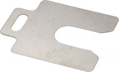 Made in USA - 20 Piece, 2 Inch Long x 2 Inch Wide x 0.012 Inch Thick, Slotted Shim Stock - Stainless Steel, 5/8 Inch Wide Slot - Exact Tooling