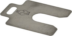 Made in USA - 20 Piece, 2 Inch Long x 2 Inch Wide x 0.02 Inch Thick, Slotted Shim Stock - Stainless Steel, 5/8 Inch Wide Slot - Exact Tooling