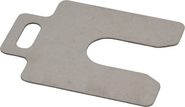 Made in USA - 20 Piece, 2 Inch Long x 2 Inch Wide x 0.031 Inch Thick, Slotted Shim Stock - Stainless Steel, 5/8 Inch Wide Slot - Exact Tooling