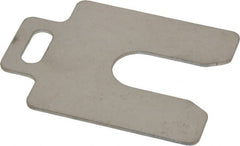 Made in USA - 10 Piece, 2 Inch Long x 2 Inch Wide x 0.05 Inch Thick, Slotted Shim Stock - Stainless Steel, 5/8 Inch Wide Slot - Exact Tooling