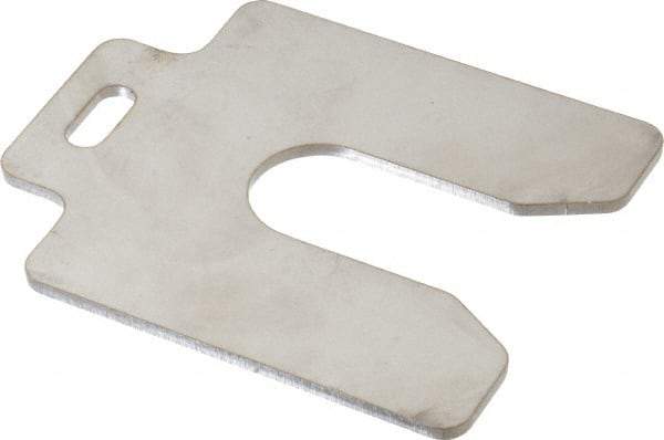 Made in USA - 5 Piece, 3 Inch Long x 2 Inch Wide x 0.1 Inch Thick, Slotted Shim Stock - Stainless Steel, 7/8 Inch Wide Slot - Exact Tooling