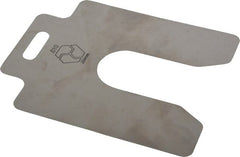 Made in USA - 20 Piece, 4 Inch Long x 4 Inch Wide x 0.01 Inch Thick, Slotted Shim Stock - Stainless Steel, 1-1/4 Inch Wide Slot - Exact Tooling